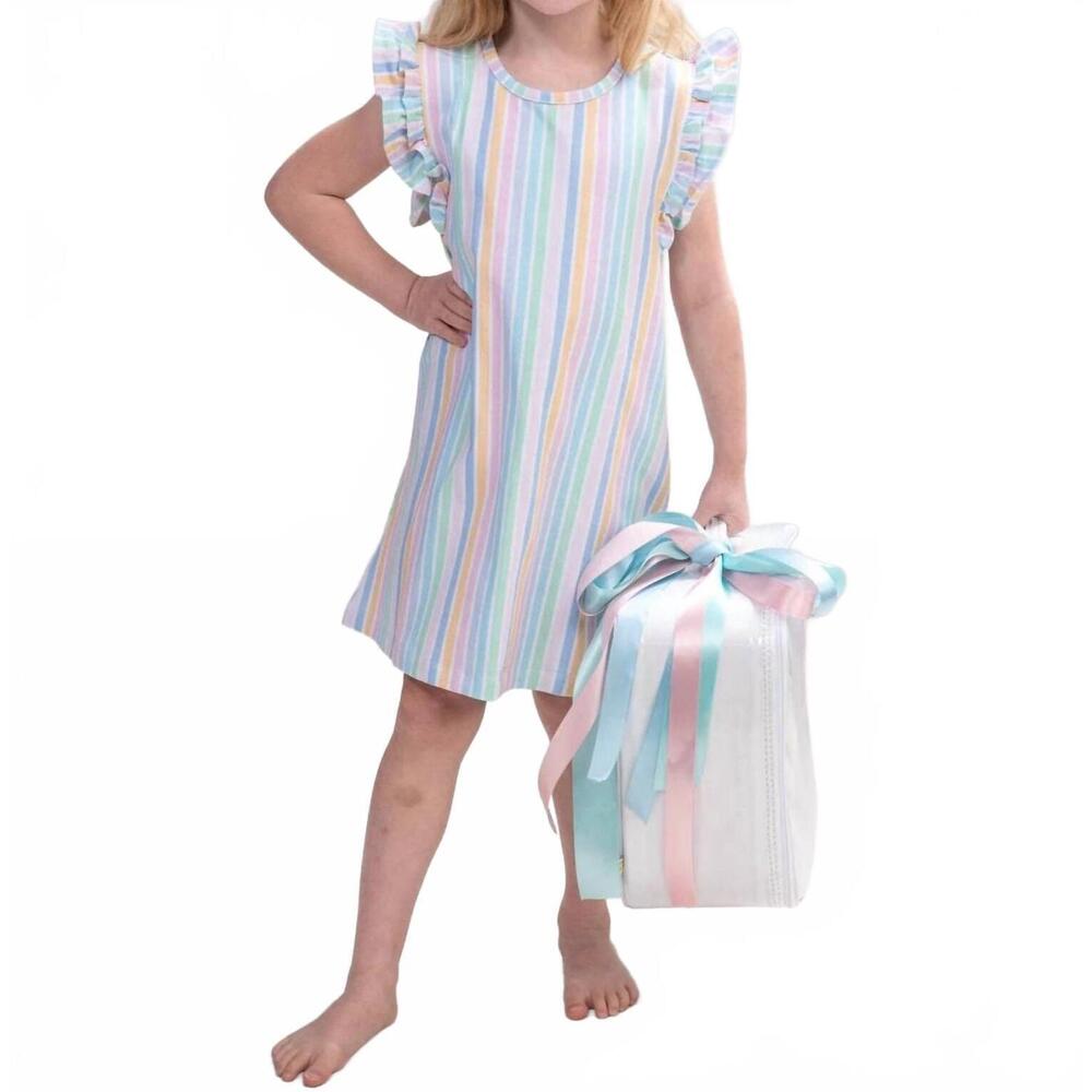 NEW THE OAKS APPAREL lori pretty stripe dress in blue
